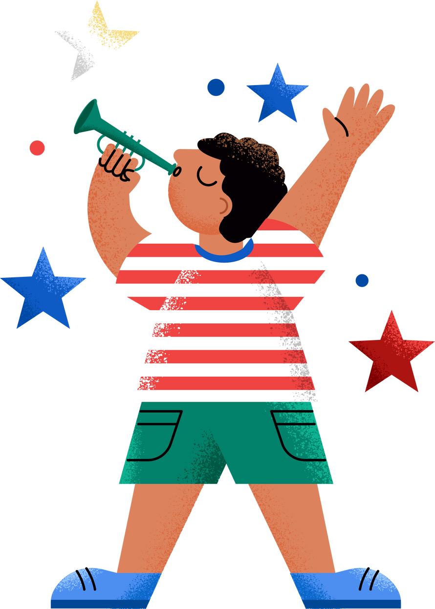 Textured Geometric Boy Celebrating Independence Day